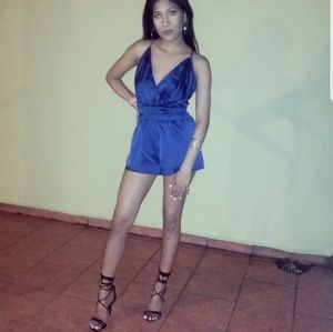Satin blue romper